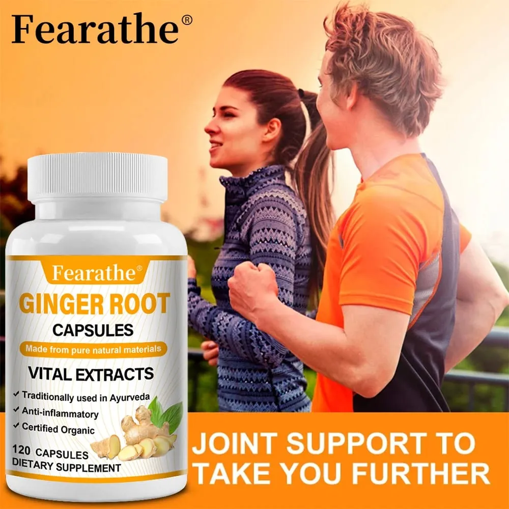 Organic Ginger Root Capsules 1200mg - with Black Pepper Extract For Joint Health Anti-Inflammation Muscle Immune Health — image 2