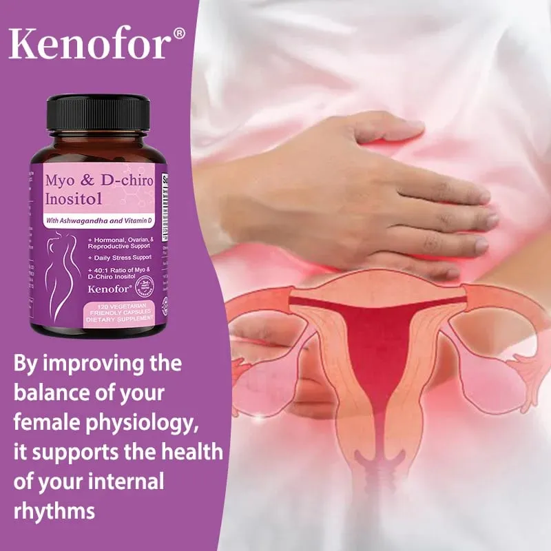 Inositol Supplement with Ashwagandha Improves Muscle Ovarian Function Antioxidant Blood Sugar Balance 120 Veggie Capsules
