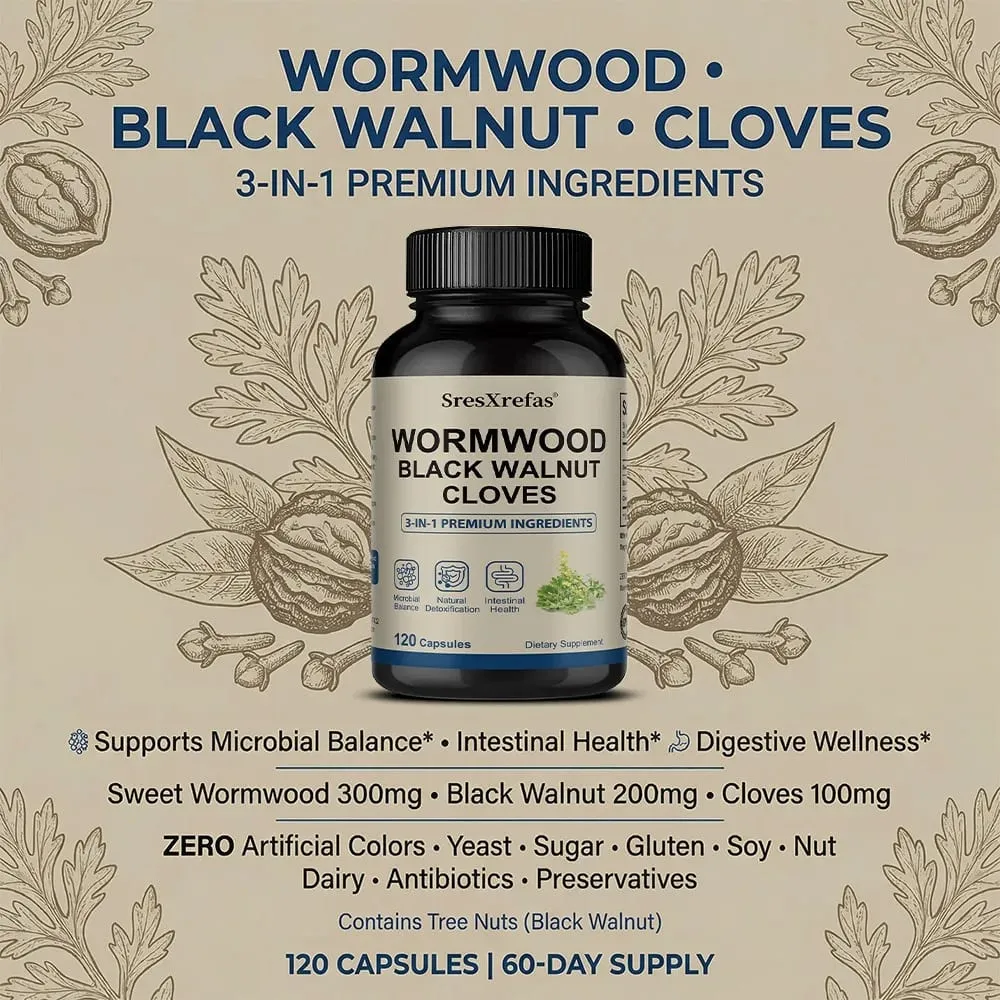 Wormwood Black Walnut Clove Cleanse Extract - 3-in-1 Complex Herbal Supplement for Gut Cleanse Detox and Digestive Well-Being — image 4