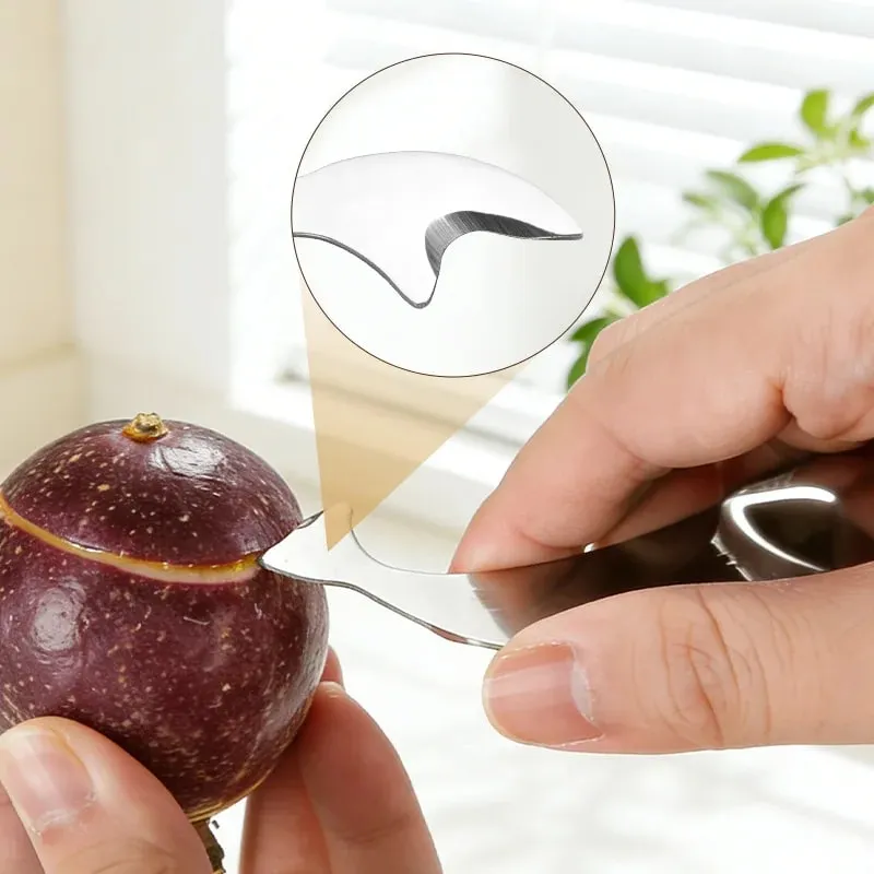 Dual Function Passion Fruit Cutter Pulp Scooper Integrated Stainless Steel Fruit Spoon Home Fruit Tools