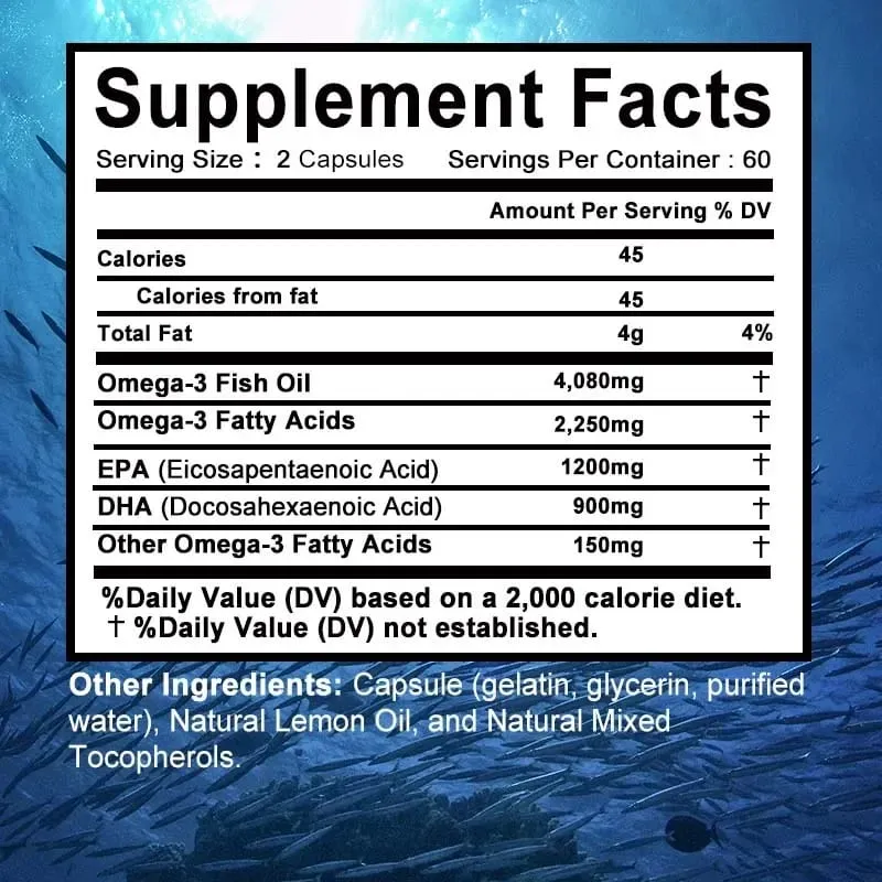 Omega 3 Fish Oil - Support Brain Nervous System Good for Cardiovascular & Skin Health Antioxidant — image 2
