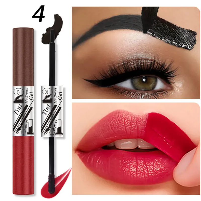 2in1 Lipstick Eyebrow Cream Double-Headed Tearable Lip Gloss Sexy Smooth Contour Waterproof Long-Lasting Lips Lipgloss Makeup