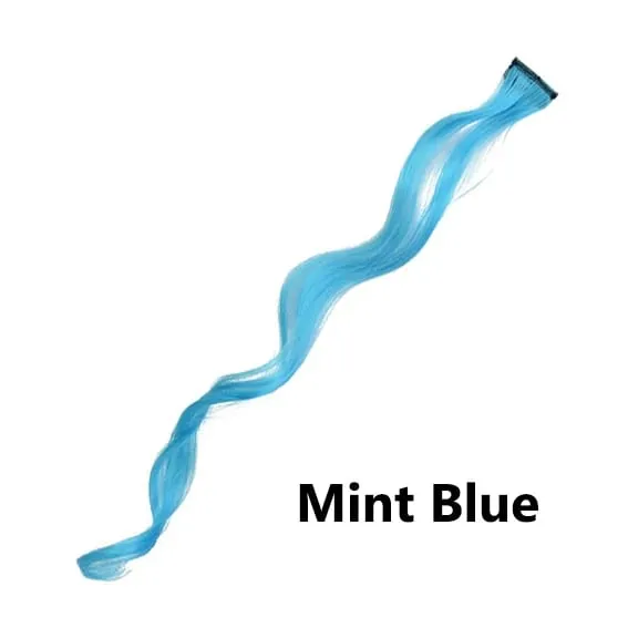 12 Colors Straight Curly Hair Synthetic Hairpieces Clip-In One Piece Pure Color Synthetic Hair Extension Pieces