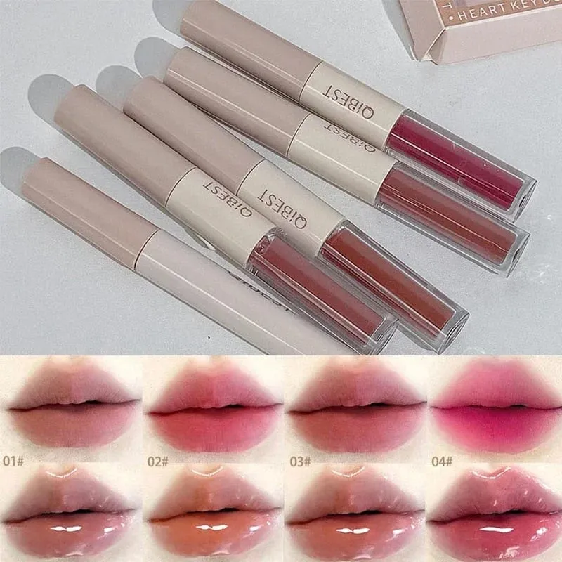 Multipurpose Makeup Set 4pc Double Head Lip Glaze Face Pressed Powder Blusher Eyeshadow Eyebrow Pencil Eyeliner Lip Oil
