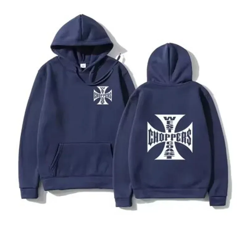 West Coast Iron Cross Choppers Tryckt Huvmode för män Cool tröja Unisex mode fleece Oversized hoodie Streetwear
