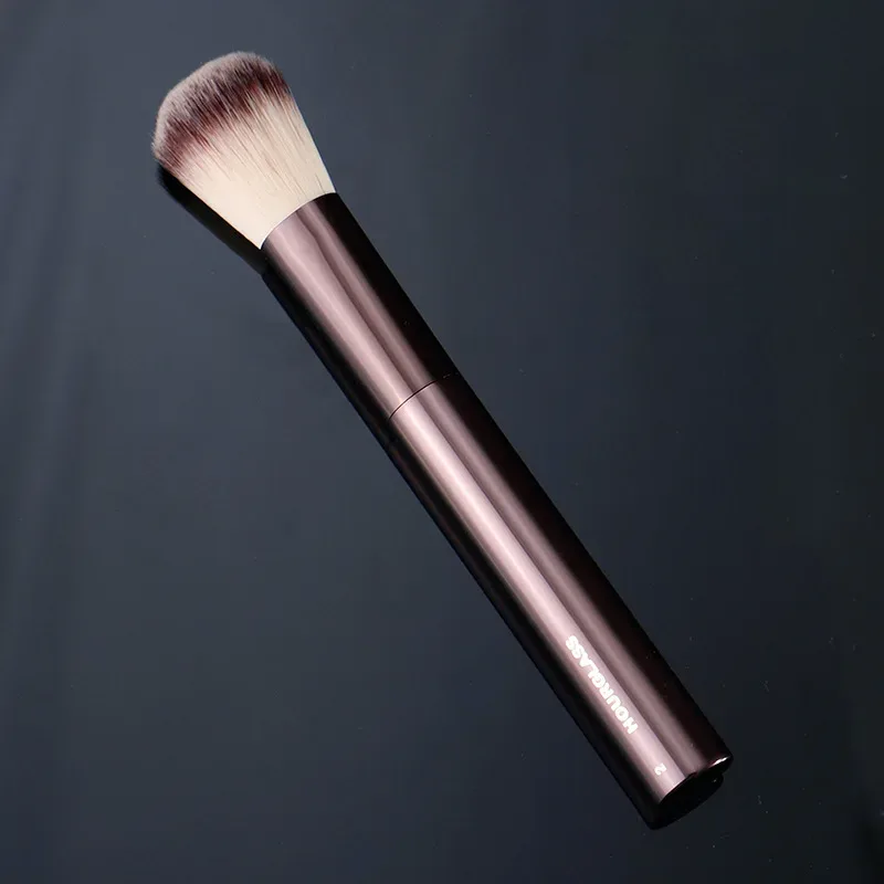 1 piece #2 Blush Makeup brushes Powder Contour Blusher Make up brush exquisite Professional Cosmetic tool metal handle with box