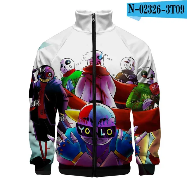 Luksusowe popularne Sans Undertale 3D Print Zipper Raglan kurtka wiatrówka chłopcy/dziewczęta wygodne kurtki ze stójką płaszcze