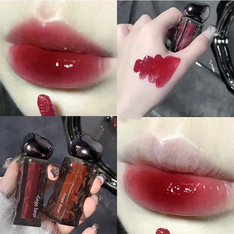 Transparent Water Glossy Orange Lip Gloss Red Mirror Jelly Liquid Lipsticks Moisturizing Long-lasting Lip Tint Stain Cosmetics