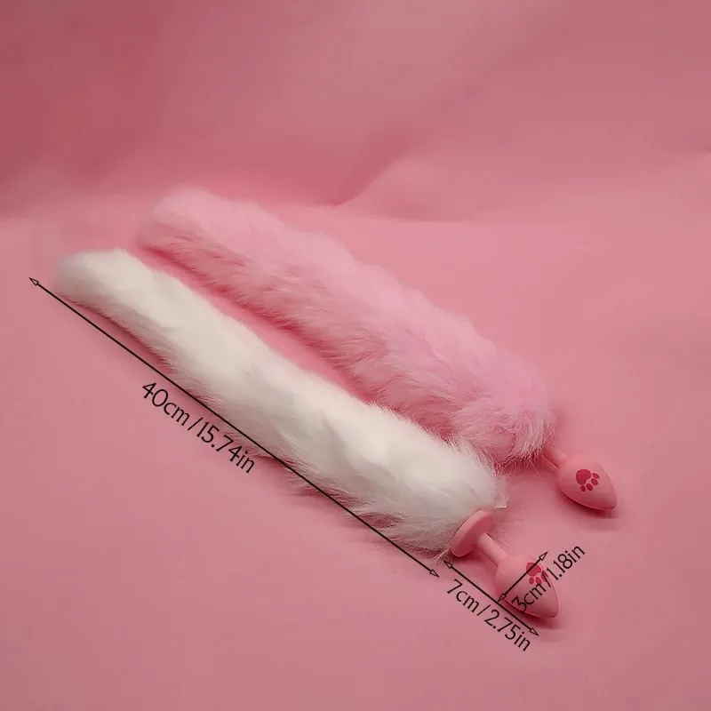 Soft Rabbit Long Tail Metal Anal Stopper SM Rabbit Tail Butt Plug Anal Sex Toys Prostate Massager Anus Sex Products for Men