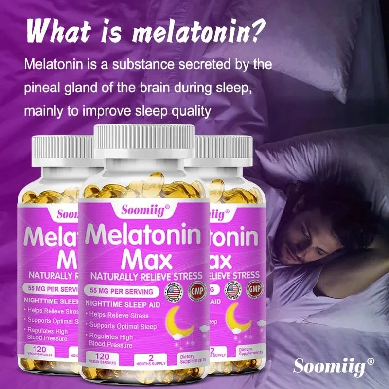 Melatonin - Dietary Supplement To Improve Nighttime Sleep Quality and Improve Insomnia Reduce Waking Time Boost Immunity