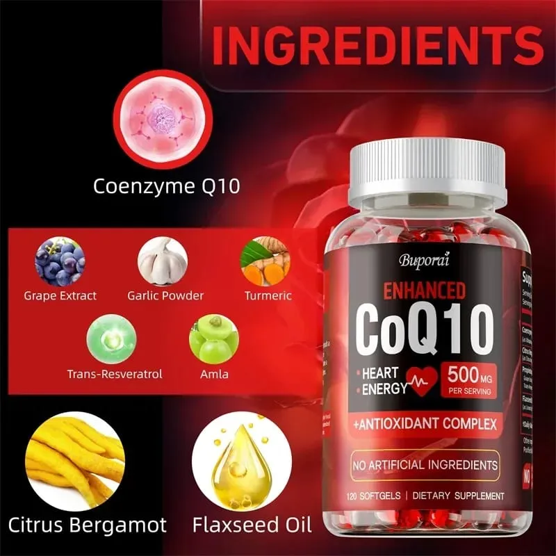 CoQ10 Supplement - Promotes Cardiovascular and Heart Health Antioxidant Provides Energy for Overall Health