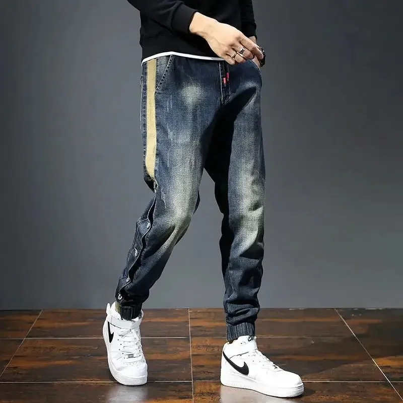 Elastic Man Cowboy Pants Stretch Y2k Vintage Designer Trousers 90s Streetwear Stacked Wide Leg Soft Denim Original Jeans for Men