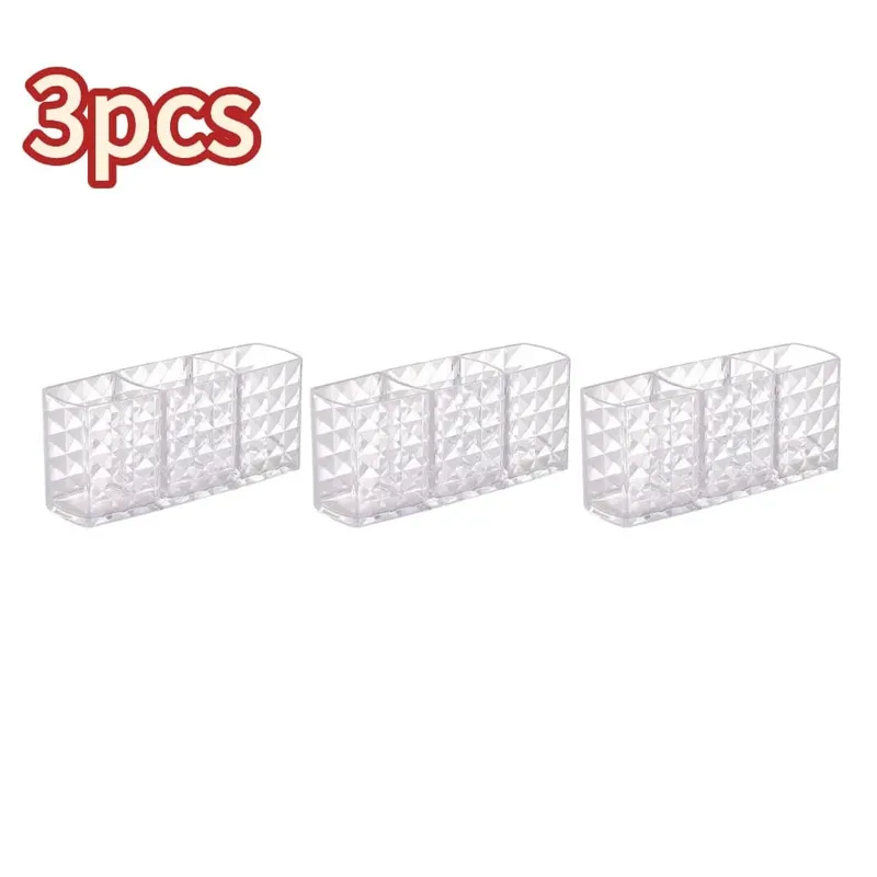 3 Slots Makeup Brush Holder Makeup Organizer Cosmetic Storage Box Lipstick Eyebrow Pencil Display Stand Acrylic Transparent Box — image 9