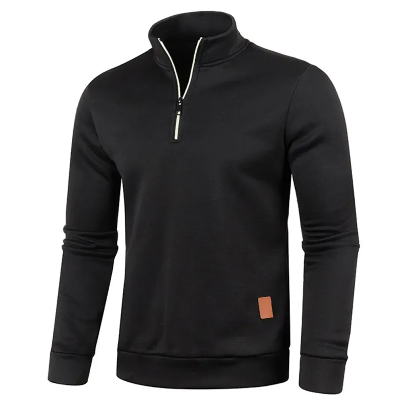 Men's Collar Half zipper Sweatshirts Spring Autumn Casual Pullover for Male Sweat Outdoor Turtleneck Coats Solid Sports Clothing — image 1