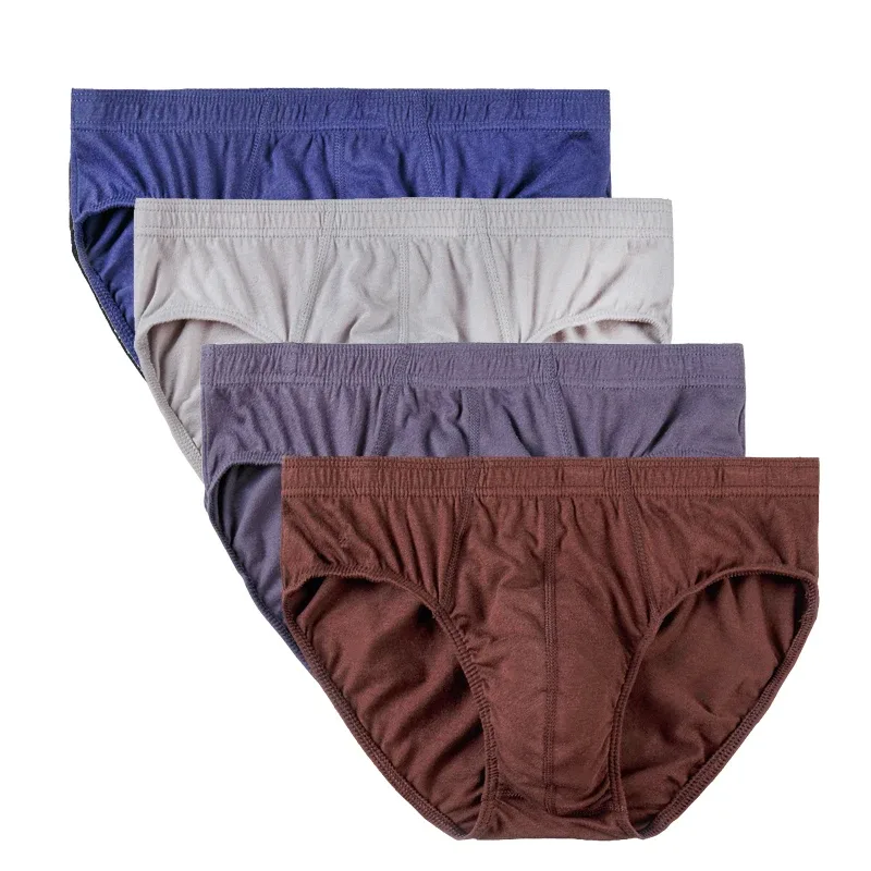 4 Pcs/Lot Men's 100% Cotton Breathable Briefs Comfortable Male Underwear Lingerie Panties Underpants Plue Size Xl -5Xl