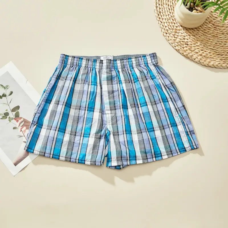 Random 4PCS Men's Fashion Arrow Shorts Home Shorts Men's Underwear Comfortable Breathable Plaid Underwear