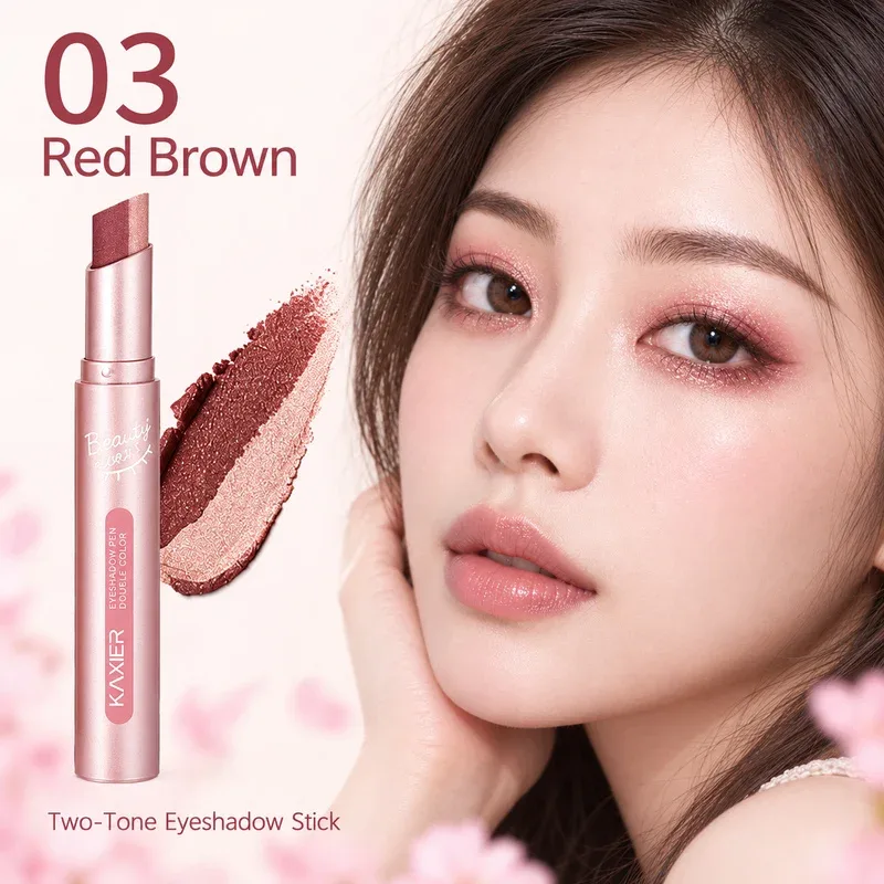Two Tone Eyeshadow Stick Creamy Shimmer Eye Shadow Blendable Gradient Eye Makeup 6 Shades for Everyday and Party Looks