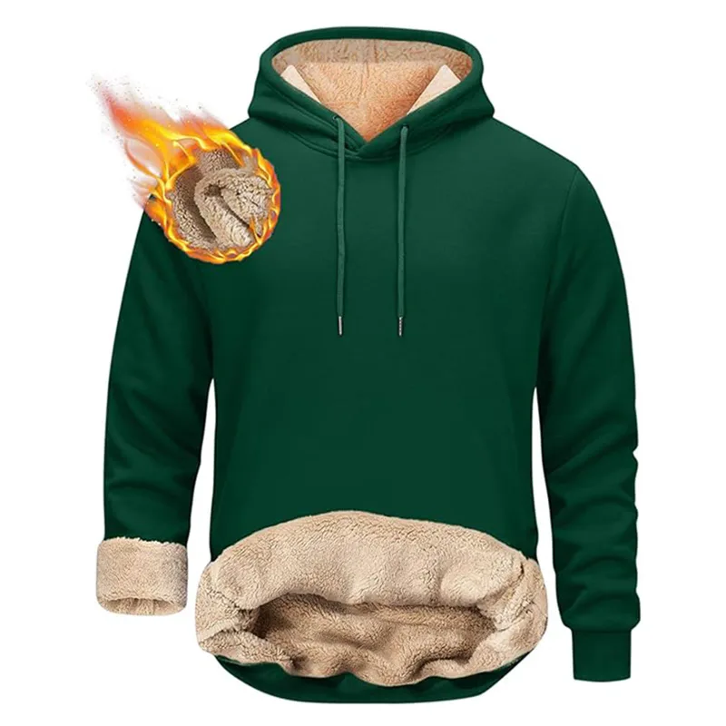 Winter männer Warme Hoodies Sport Dicke Sweatshirts Winddicht Thermische Casual Einfarbig Lose Langarm Pullover Streetwear