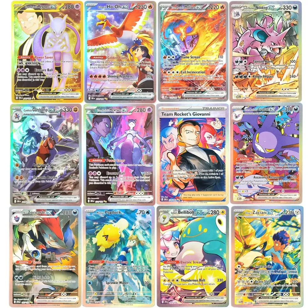 tcg การ์ดภาษาอังกฤษ SV10 SV09 Destined Rivals Team Rocket's Mewtwo Cynthia's Garchomp Ethan's Ho-Oh Trading Card Game — image 1