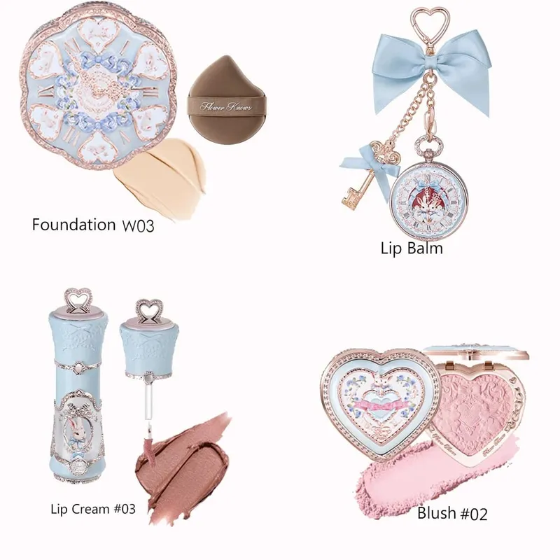 Flowerknows Gift Box Makeup Set Little Angel Full Box Lip Glaze Blusher Shell Jewelry Flower Know Birthday Gift Kit