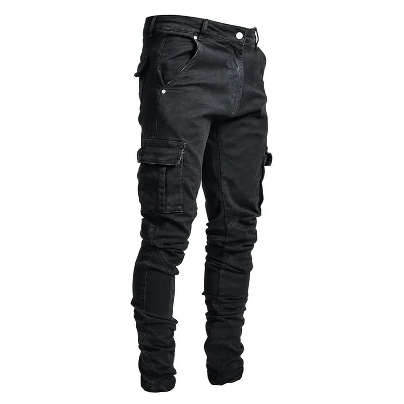 New Autumn Men Pants Casual Tactical Jeans Male Multiple Pockets Cargo Pant Casual Straight Dimem Jeans Trousers Plus Size S-4Xl