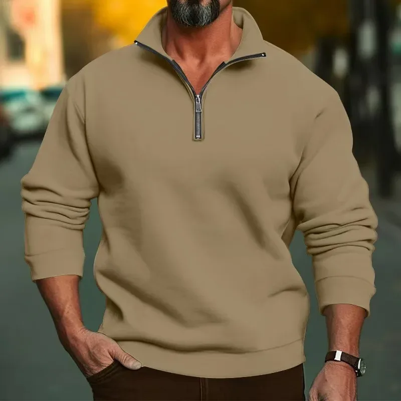 2026 Outdoor Men Zipper Sweatshirts Spring Quarter Zip Pullover Half Zipper Hoodie Men Gym Man Autumn Solid Men Sweatshirt Coat — image 14