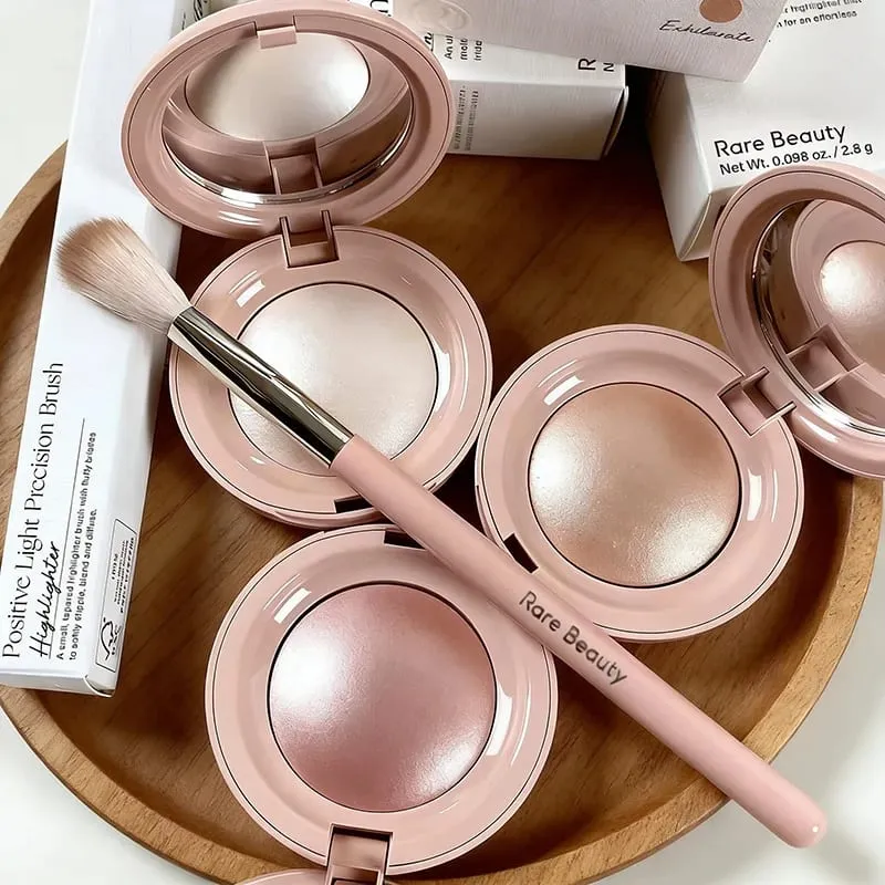 Rare Beauty 2 IN 1 Blush Highlighter Powder Palette Baked Silky Smooth Shimmer Glow Long Lasting Blendable Natural Face Makeup