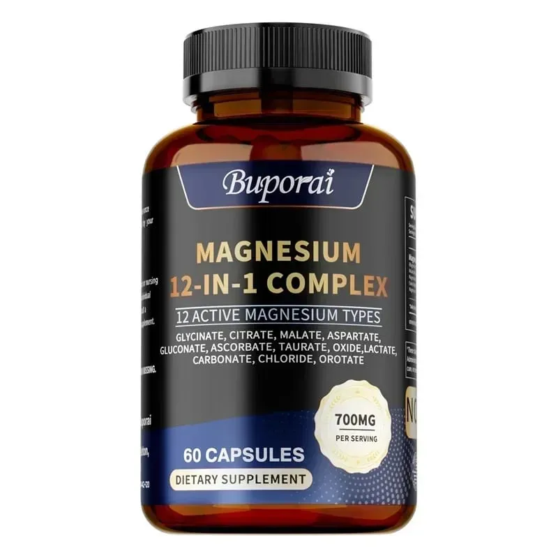 Magnesium Complex Capsules - Promotes Bone Heart and Muscle Health Soothes Nerves Boosts Natural Energy Improves Immunity