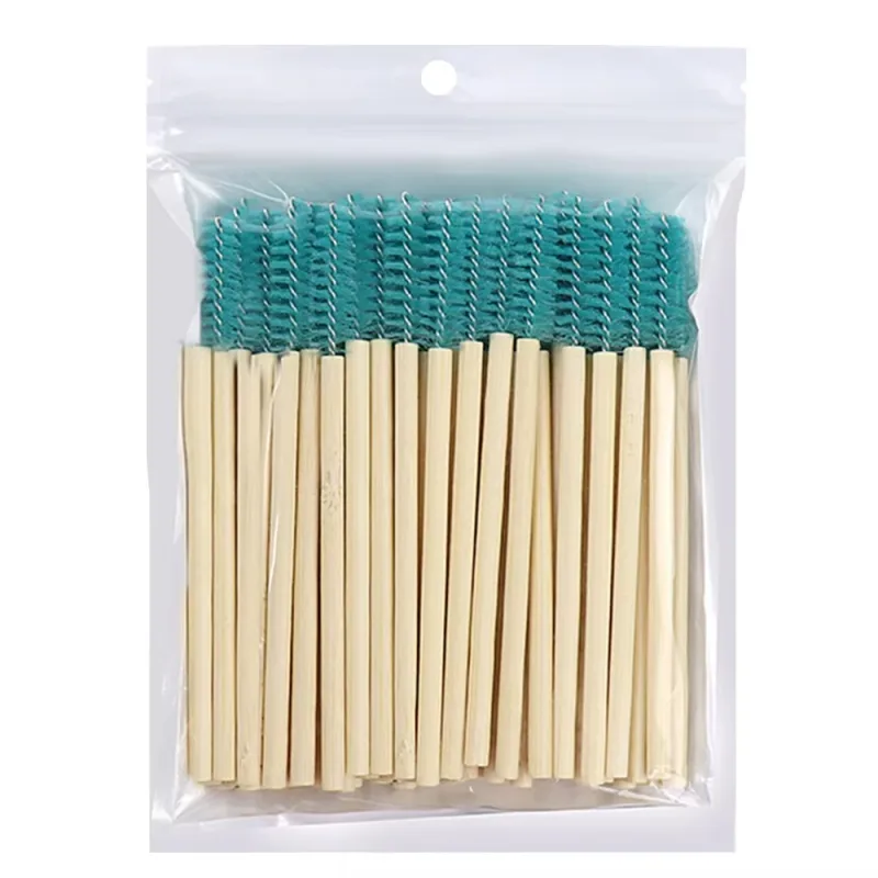 50Pcs Bamboo Handle Eyelash Brushes Mascara Wands Applicator Eye Lashes Extension Brush Eyebrow Spoolie Brushes Makeup Tool