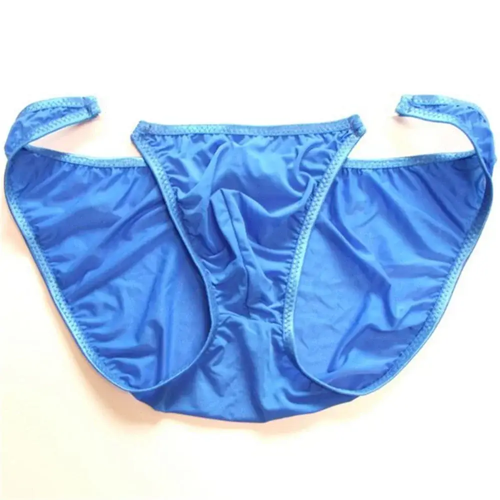 Sexy Men's U Convex Nylon Briefs Detachable Buckle Low Waist Ice Silk Underwear Comfortable Milk Silk Seamless Thin Panties