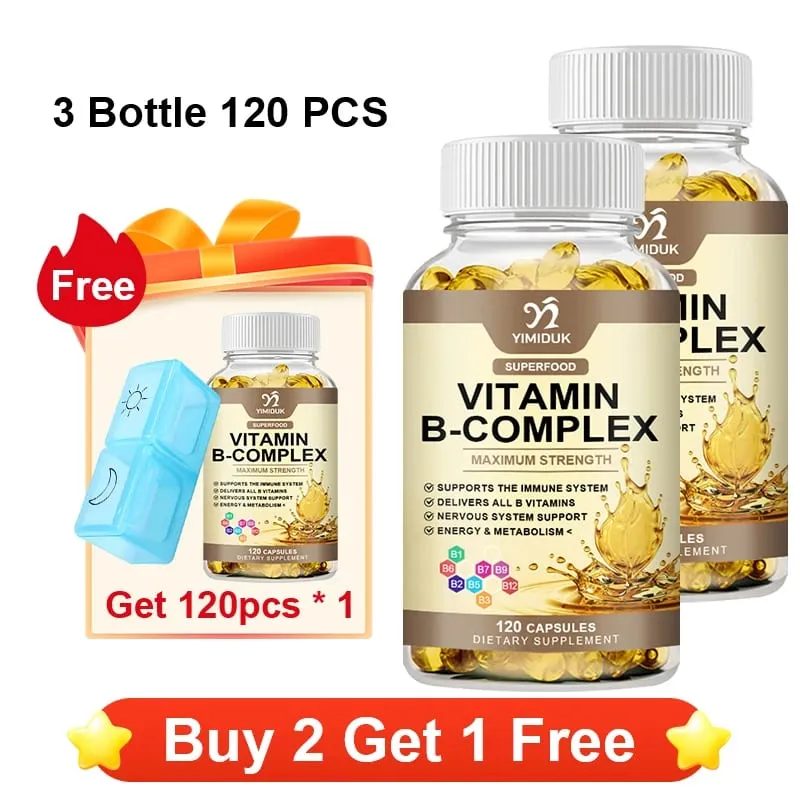 Vitamin B-Complex Capsules with Vitamin B12 & Biotin Support Nervous Bones Brain & Heart Health Metabolism Immune Energy