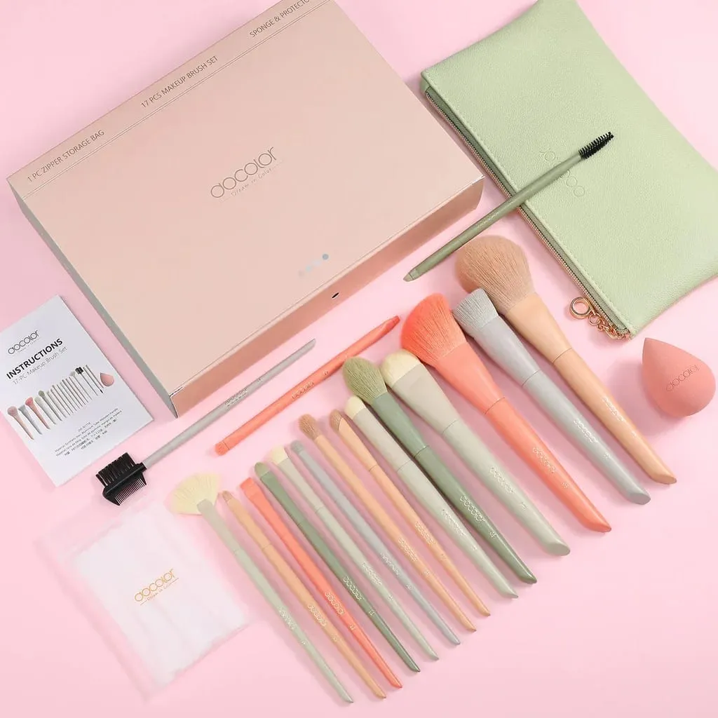 Docolor Makeup Brushes 17pcs Makeup Brush Set Synthetic Foundation Brush Powder Contour Eyeshadow Liner Blending Highlight Tool — image 5