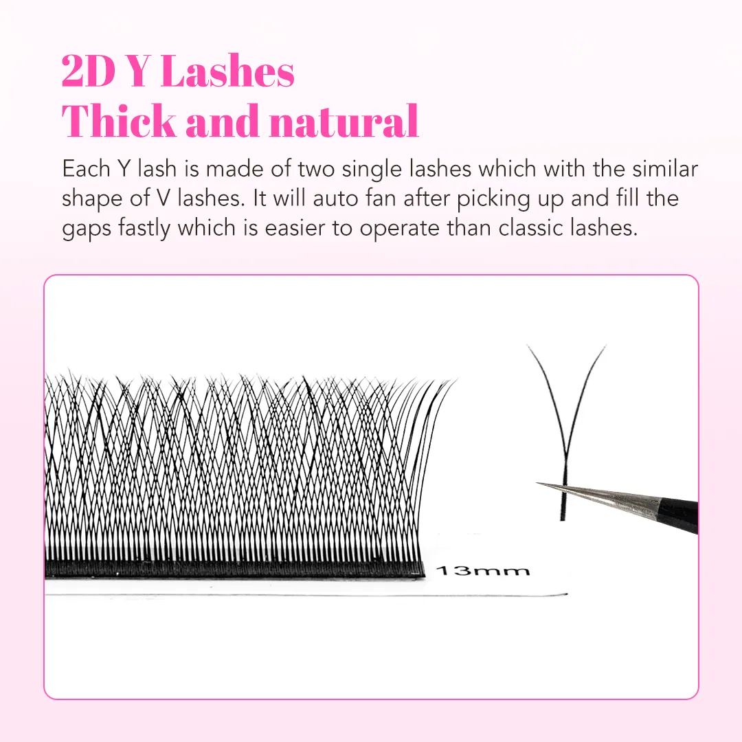 Single Tip 2D Y Hand Made Eyelash Extension Softer False Mink Lashes Y Shaped Eye Lashes for Makeup Tools