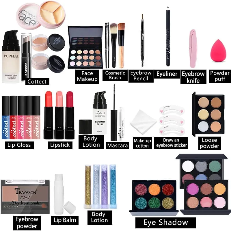 Women's All-In-One Makeup Kit Full Set - Eyebrow Eyeliner Eyeshadow Included Beauty Makeup Sets for Women