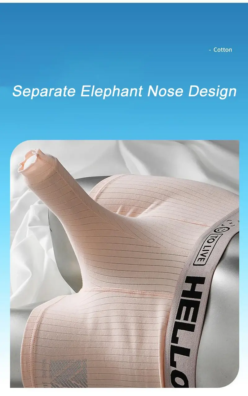 Men's Open Elephant Nose Boxer Shorts Cotton Comfortable Breathable Male Separate Long Penis Pouch Underpants Sexy Underwear