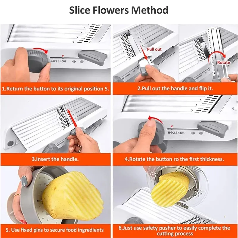 Ultra Sharp Mandoline Slicer Upgraded Vegetable Slicer Kitchen Adjustable Thickness Food Cutter Slicer Dicer KC0450