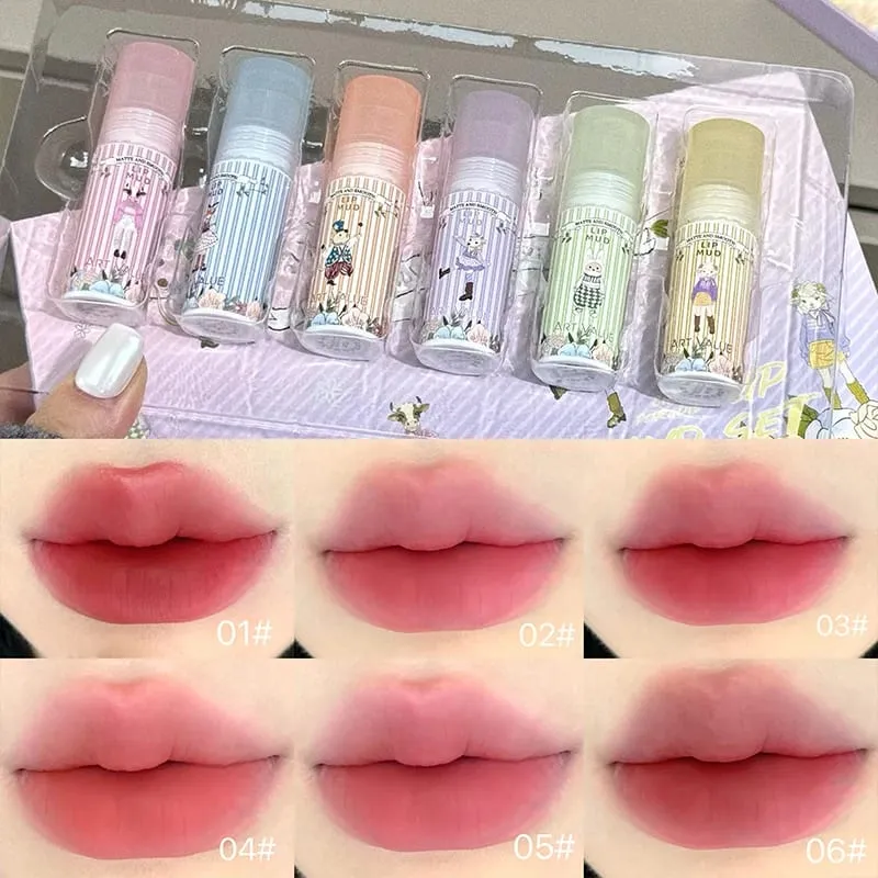 ART VALUE 6 Colors Matte Velet Liquid Lipstick Sets Sexy Red Tint Long Lasting Lipgloss Stain Waterproof Lip Mud Cosmetic Kits
