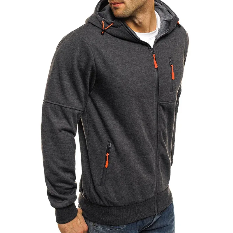 Homme Pull Cardigan Veste À Capuche Poche Zippée Veste Jacquard Sport Fitness Loisirs De Plein Air Course Couleur Unie Vêtements De Sport