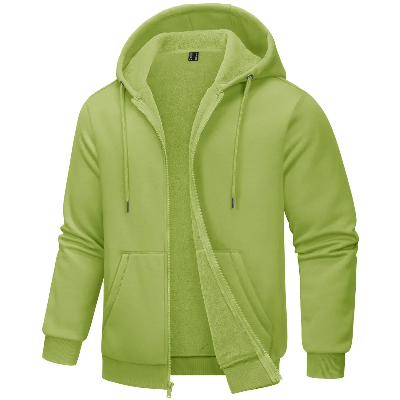 Big Pockets Fleece Lining Hoodies Mens Hooded Coats Full Zip Up Casual Hoodie Jackets Athlete Running Hiking Sportswear — image 41