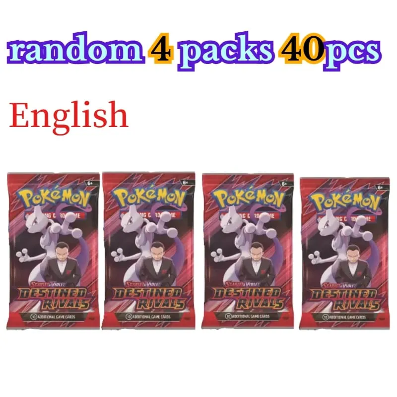 fun 40 Pieces Pokemon Card Pack 4 Sets Sun Moon Violet 151 English Trading Cards Collectible Toys Halloween Gift Fantasy Sci Fi