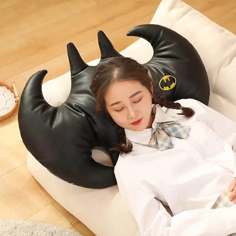 Pictorial Black Bat Shaped Plush Pillow Cool Superman Sofa Cushion Bay Window Nap Pillow Stuffed Animal Toys Hobbies Xmas Gifts