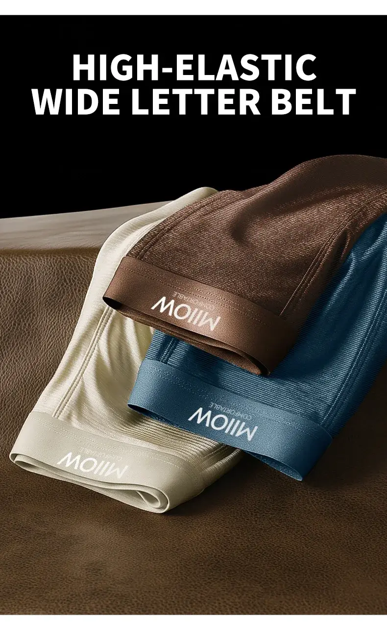 MiiOW 3Pcs Satin Cool Ice Silk Men Underwear Boxers 10A Antibacterial Men's Panties Summer Silky Breathable Man Underpants Boxer
