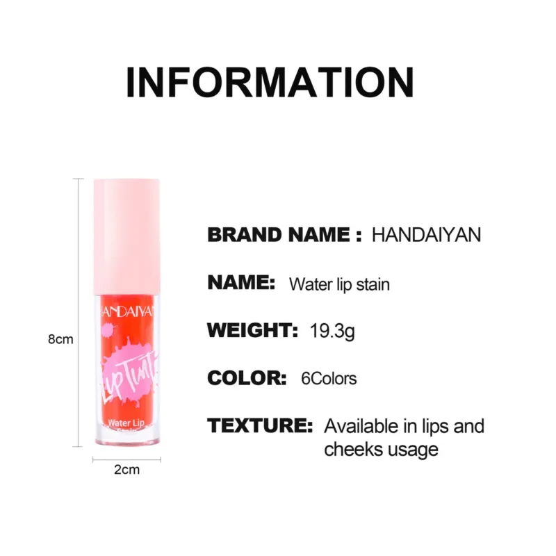 Multi-use 6 Colors Lip Gloss Cheek Tint Long Lasting Moisturizing Lip Dye Blush Makeup Lip Stain Glossy Lipgloss Cosmetics