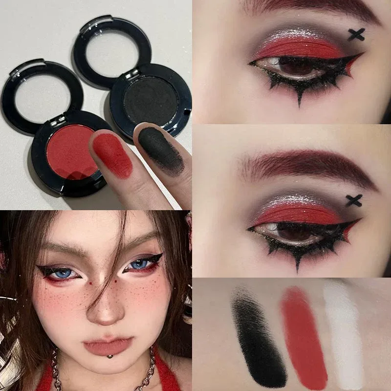 Gothic Matte Red Eye Shadow White Lying Silkworm Eyeshadow Eyeliner Palette Eye Makeup Matte Blue Punk Smoky Eyeshadow Cosmetics — image 4