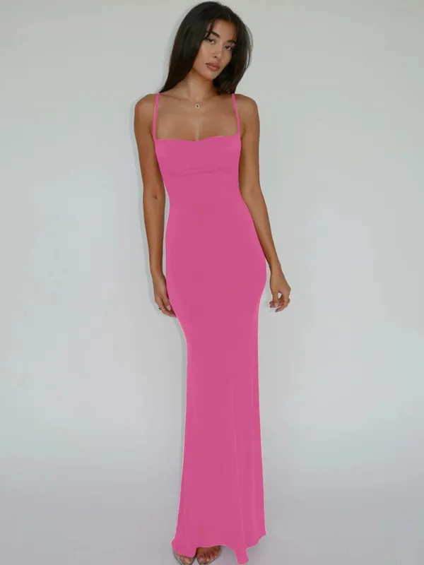 Hugcitar Summer Solid Sleeveless Backless Elegant Sexy Bodycon Y2K Maxi Prom Dress Women Clothes Birthday Party Casual Y2K — image 23