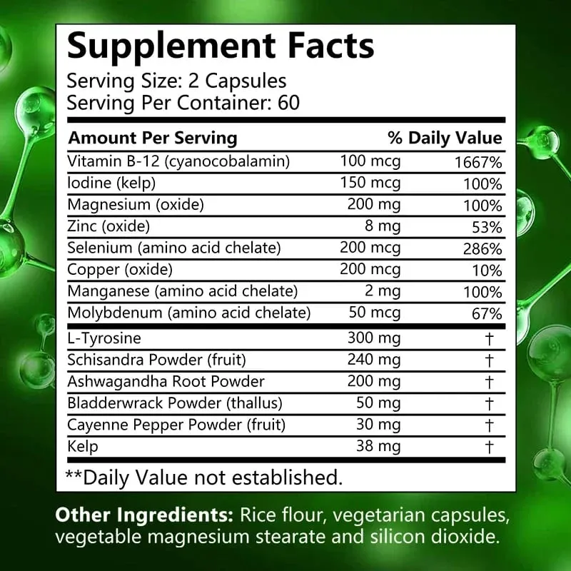 Maximum Strength Iodine Capsules - Thyroid Support Supplement Helps Metabolism For Thyroid Function and Health