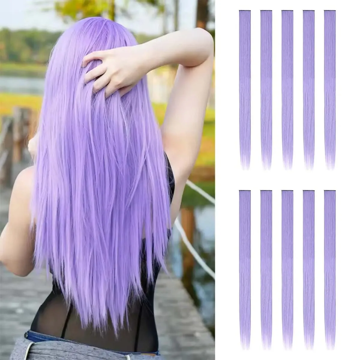 Clip sintetica da 10 pezzi nelle estensioni dei capelli per donne ragazze bambini estensioni colorate per feste con highlight capelli lisci multicolori
