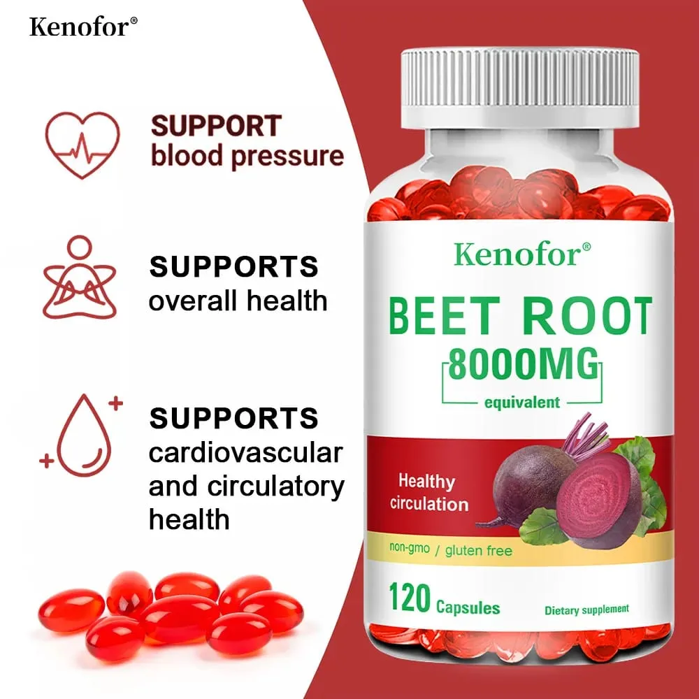 Beetroot Powder Extract Capsules - With Black Pepper for Nitric Oxide Heart & Blood Pressure Health Energy & Endurance Support