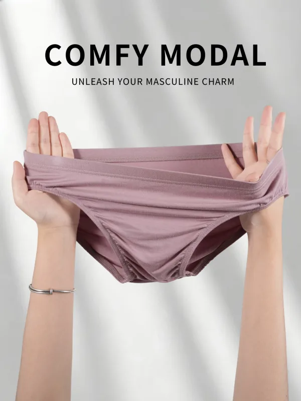 Men's Modal Ultra Thin Bare Feel Briefs, Low Rise High Elastic Breathable 3D Convex Pouch Underwear — image 22