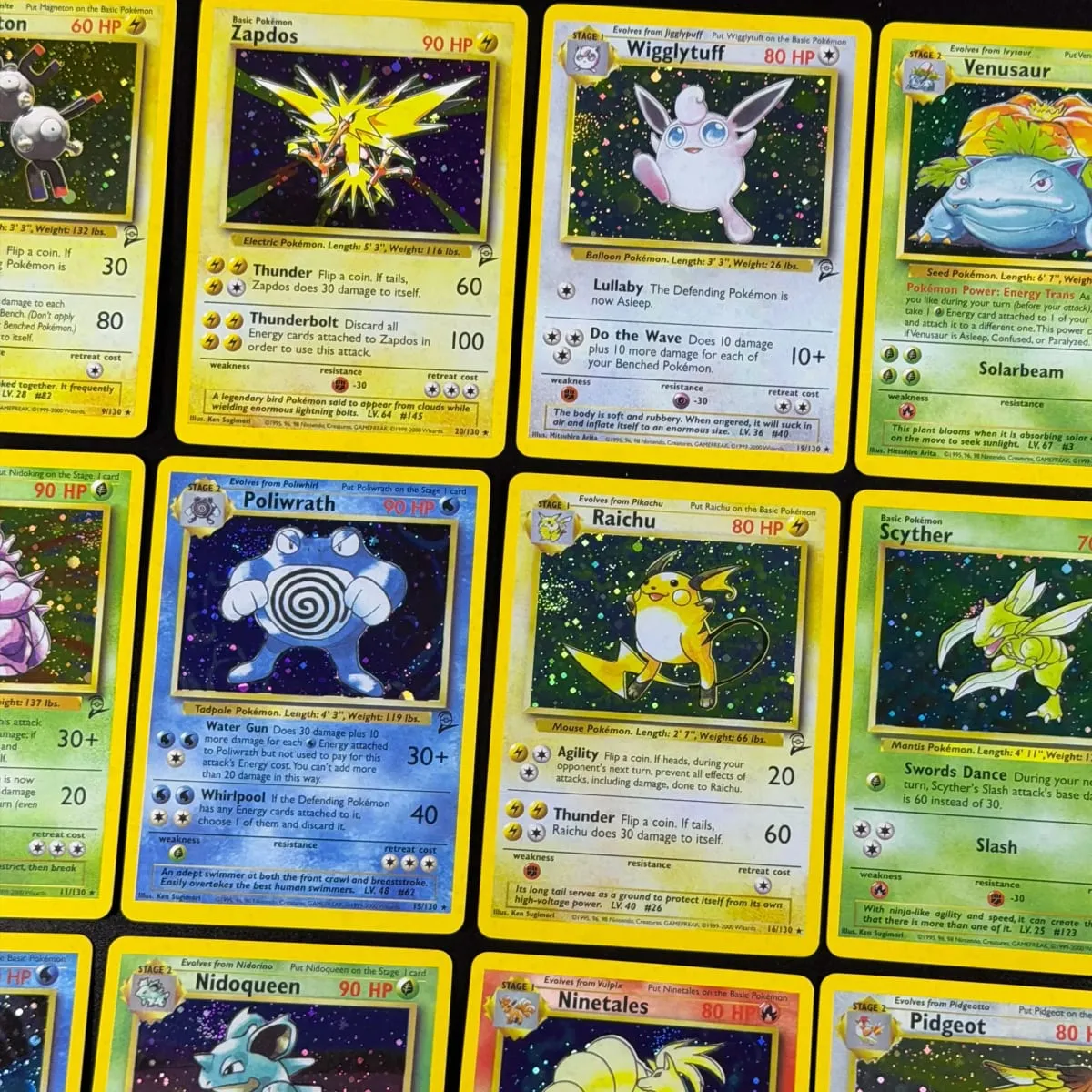 Pocket 2000 Base Set 2 OG Nostalgia Collectible Hitmonchan Scyther Clefable Pidgeot Mewtwo Traditional Holo Proxy